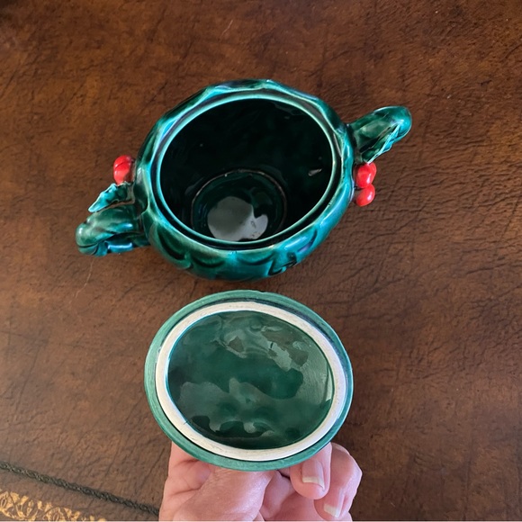 Vintage Lefton Set Creamer & Sugar bowl w/lid-Holly Berries #1355 - Picture 14 of 16